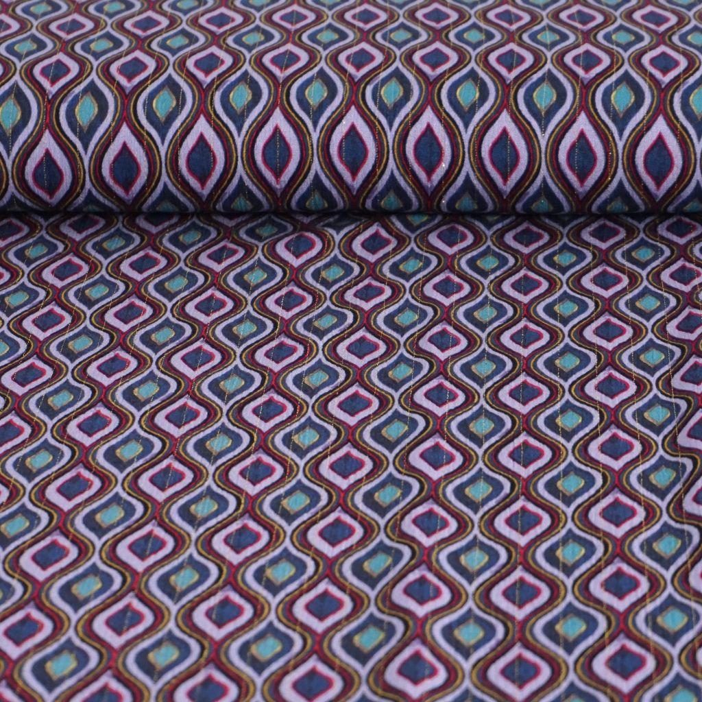 Viskose Borkencrepe mit Lurex Elypsen flieder petrol